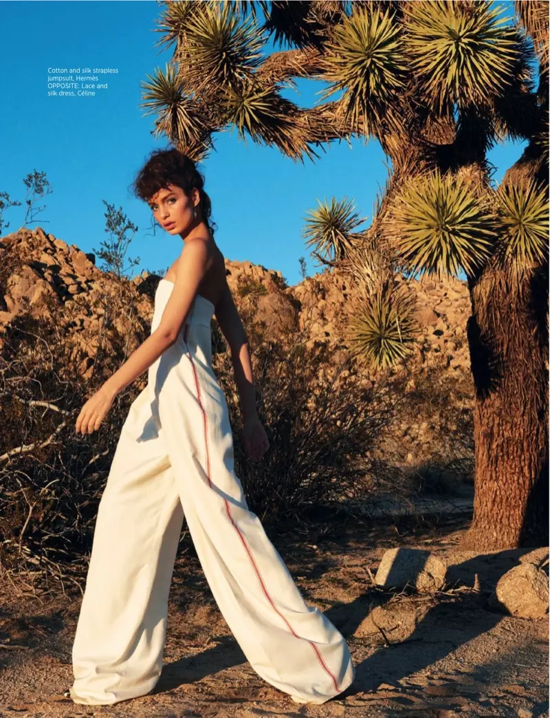 Luma Grothe viste un estilo glamoroso do deserto en BAZAAR Singapur