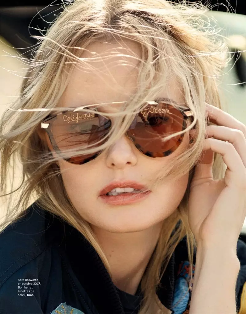 Bersedia untuk penampilan rapatnya, Kate Bosworth memakai jaket pengebom Dior dan cermin mata hitam