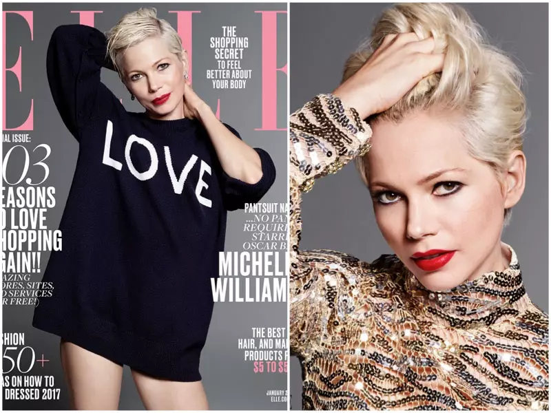 Michelle Williams Ĉefrolas en ELLE, Parolas Traktante la Tabloidojn