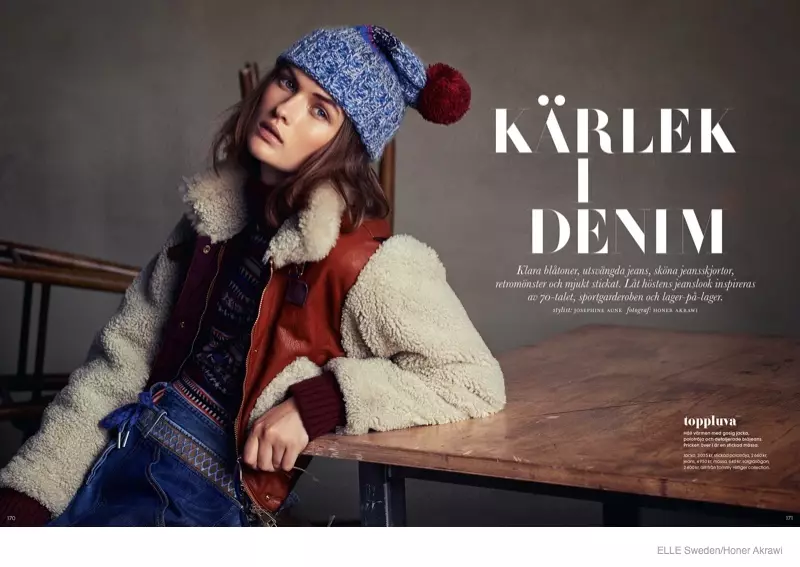 Lara Mullen ve Sporty Denim pro Elle Sweden od Honera Akrawiho