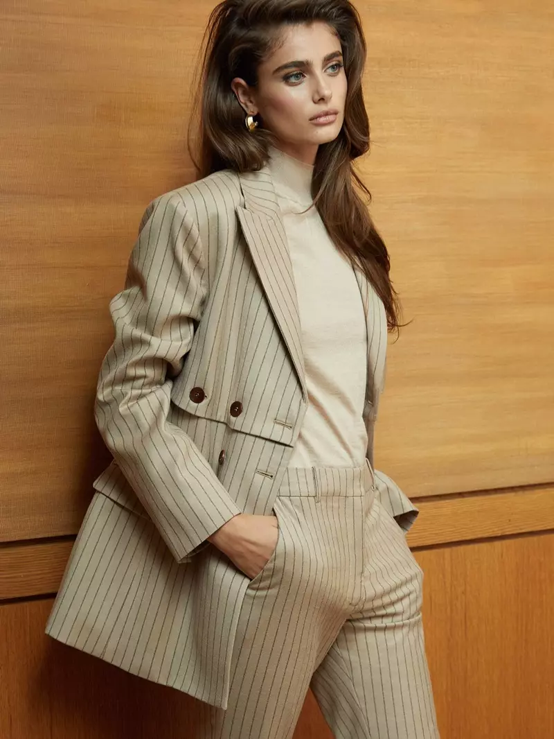 Taylor Hill Models Chic Neutral Fashions for PORTER Edit