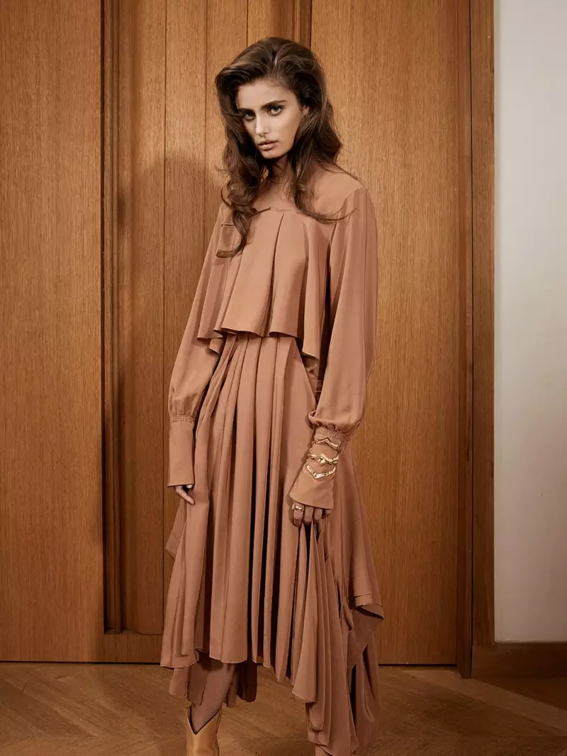 Taylor Hill Models Chic Neutral Fashions for PORTER Edit