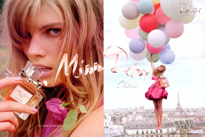 Miss Dior Cherie хош иістерінің жарнамалық науқаны 2009 жылы Марина Линчук моделімен бірге.