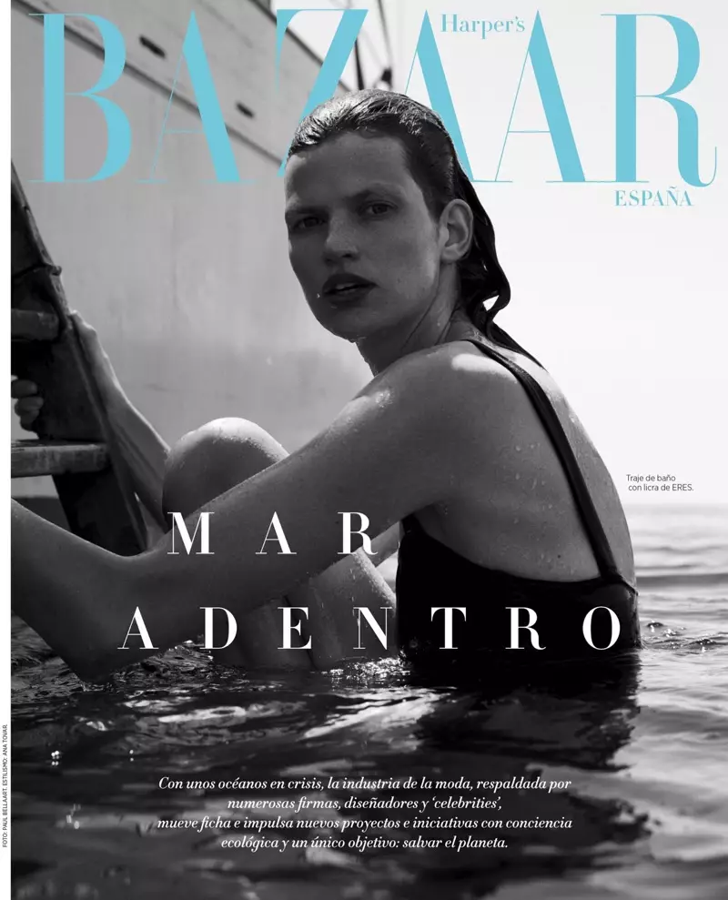 Bette Franke na-ewere ụdị Nautical maka Harper's Bazaar Spain