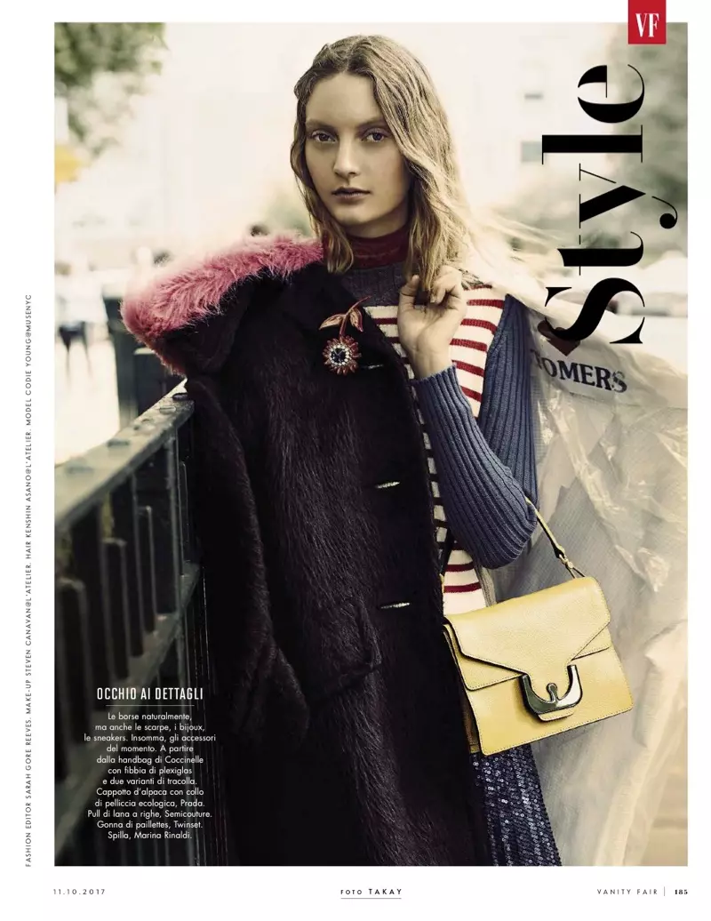 Codie Young dra sjiek stadsstyle in Vanity Fair Italië