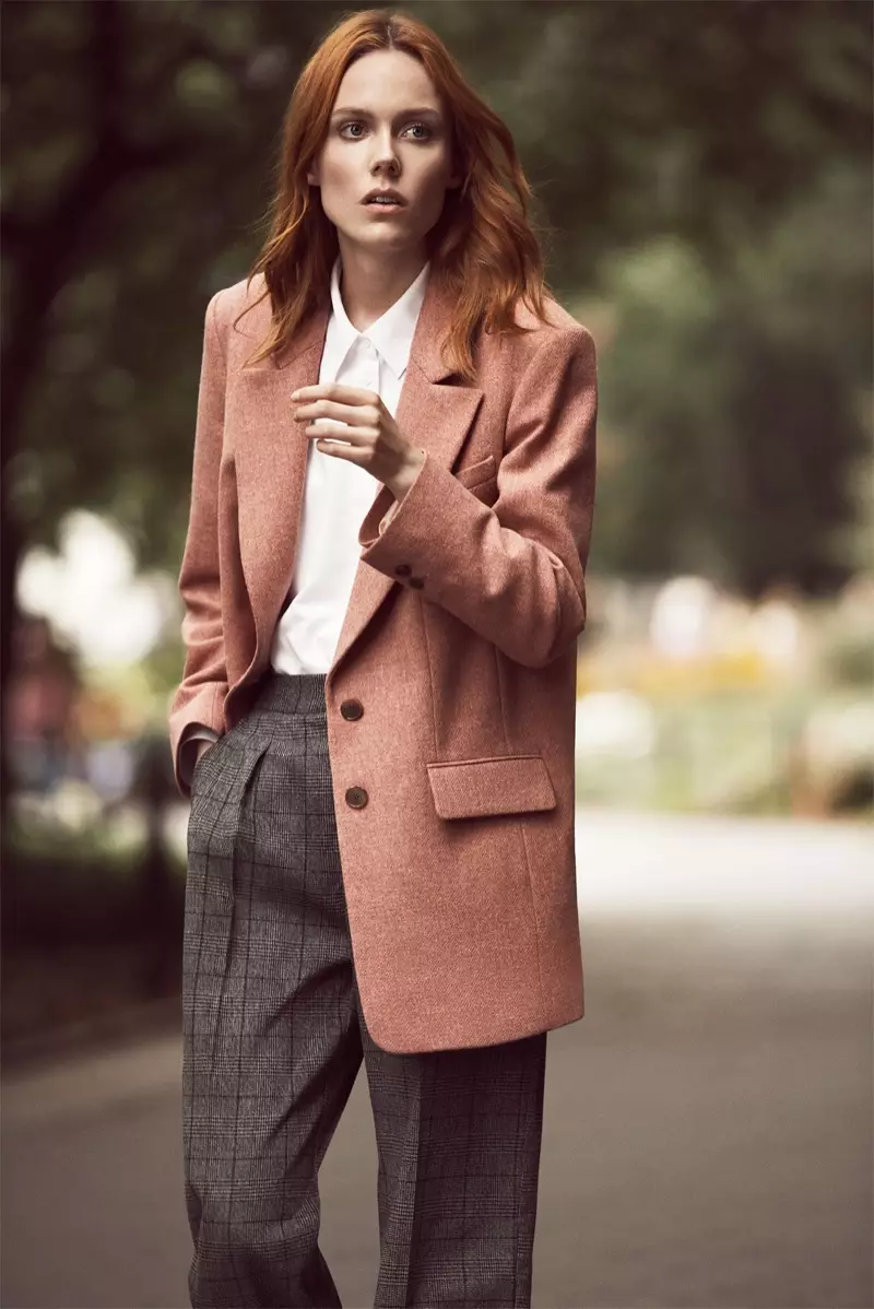 Zara Pink Marl Jacket, Poplin Shirt at Checked Flannel Trousers