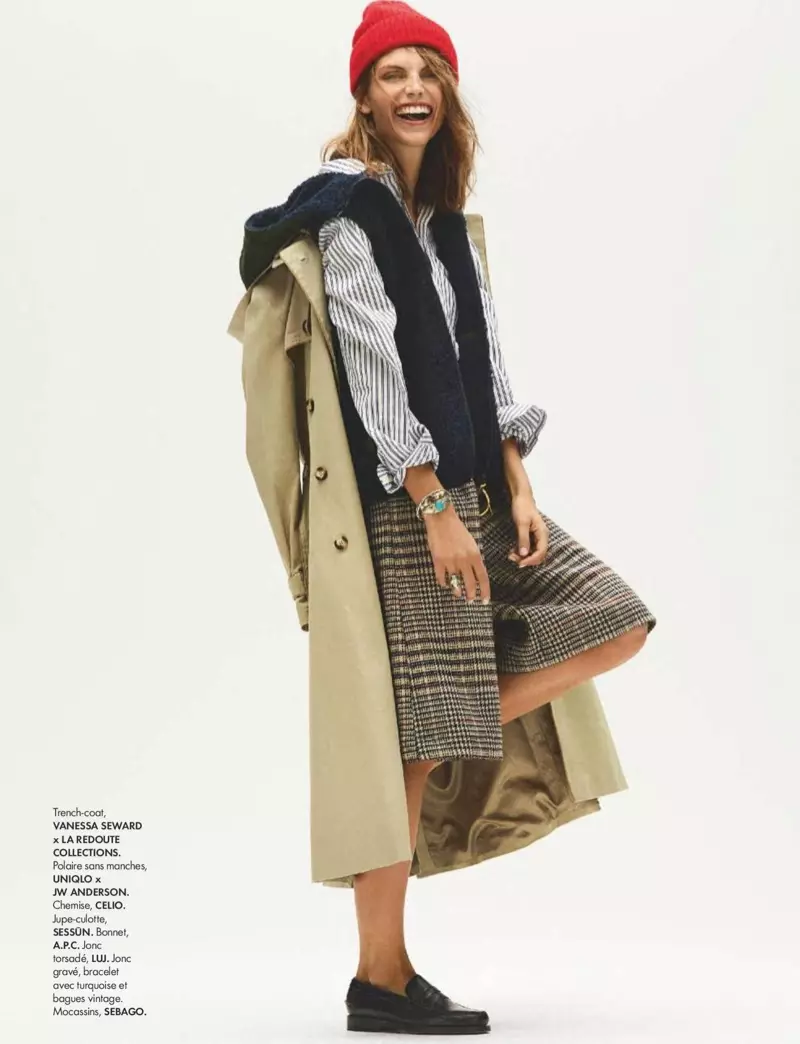 Karlina Caune kleedt zich in trendy looks voor ELLE France