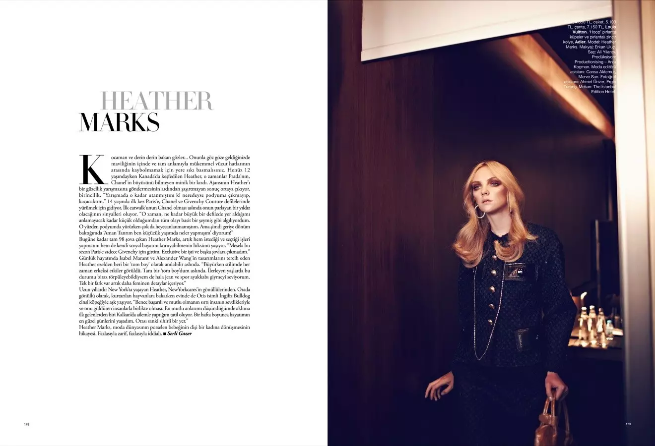 Koray Birand-en Heather Marks Harper's Bazaar Turkiako 2011ko abenduan