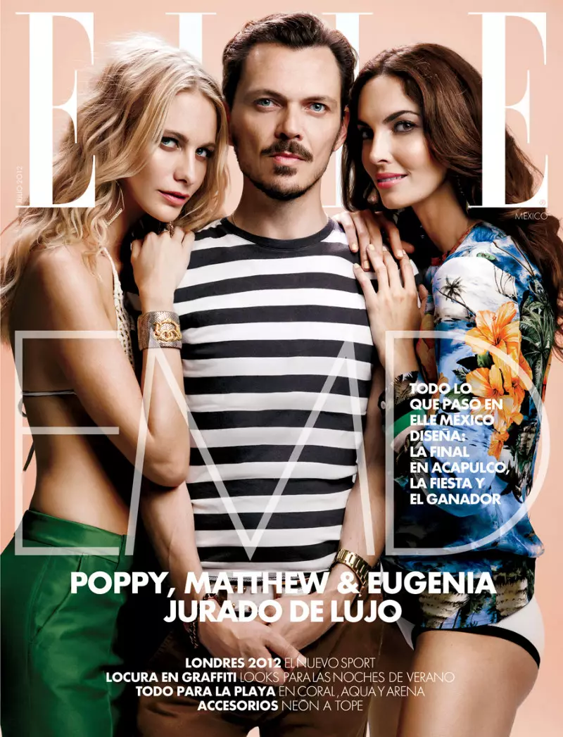 Hönnuður Matthew Williamson, Poppy Delevingne og Eugenia Silva Cover júlíhefti Elle Mexico eftir Santiago Ruiseñor