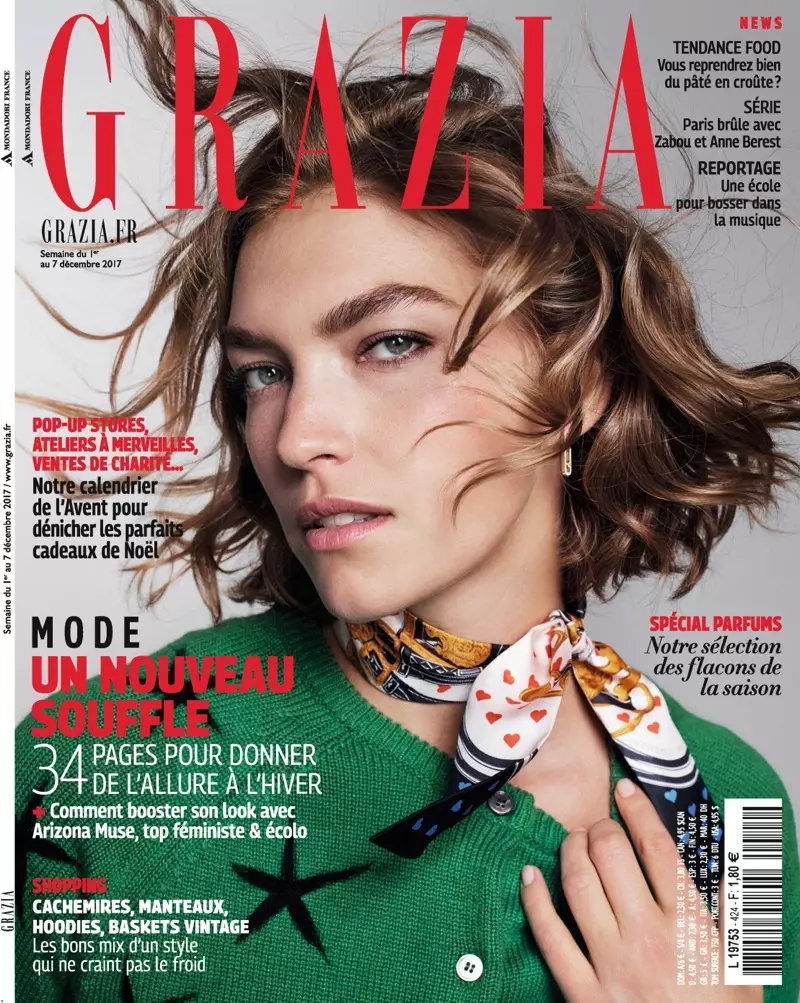 Arizona Muse vrství v zimě hledá Grazia France