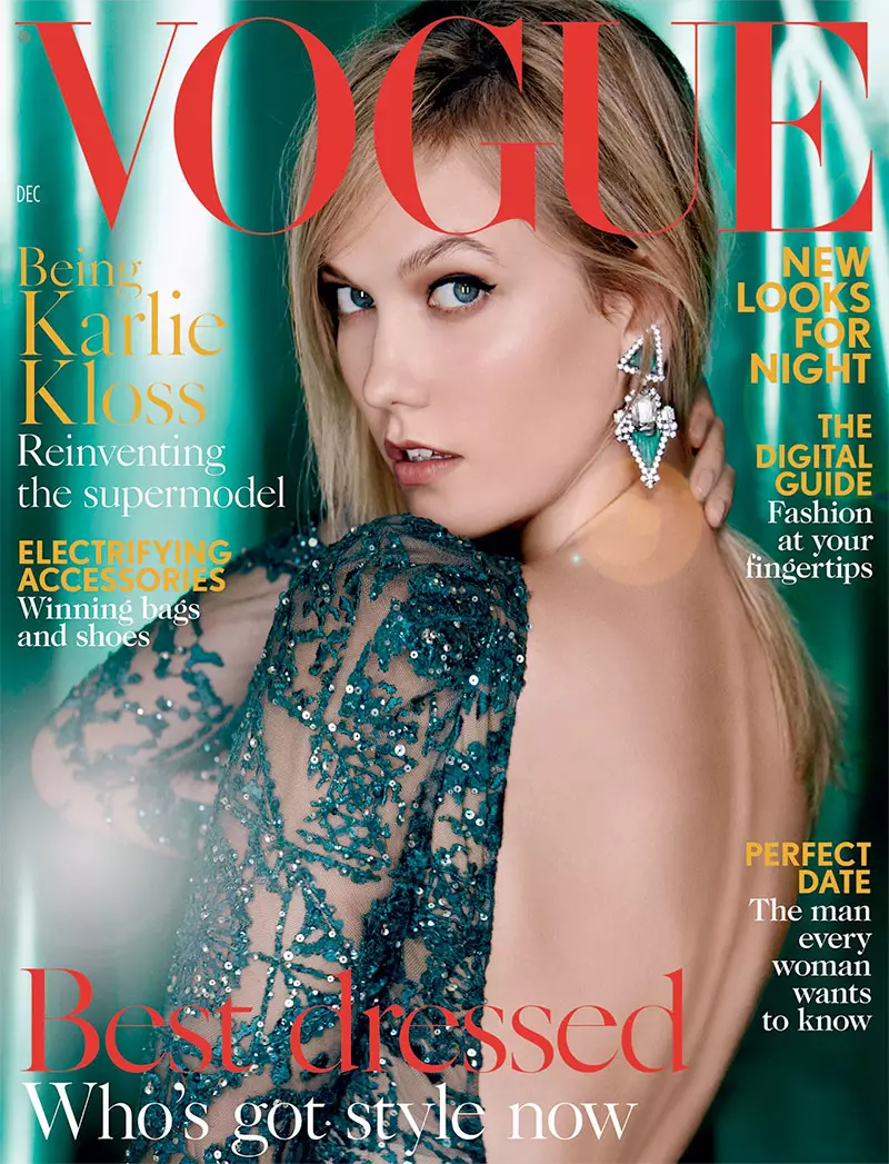 Karlie Kloss spelar huvudrollen i Vogue UKs omslag från december 2015