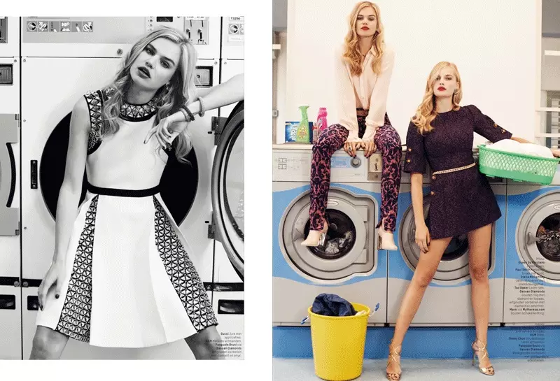 Milou Sluis နှင့် Isabel Scholten သည် L'Officiel Netherlands အတွက် Laundromat သို့သွားသည်