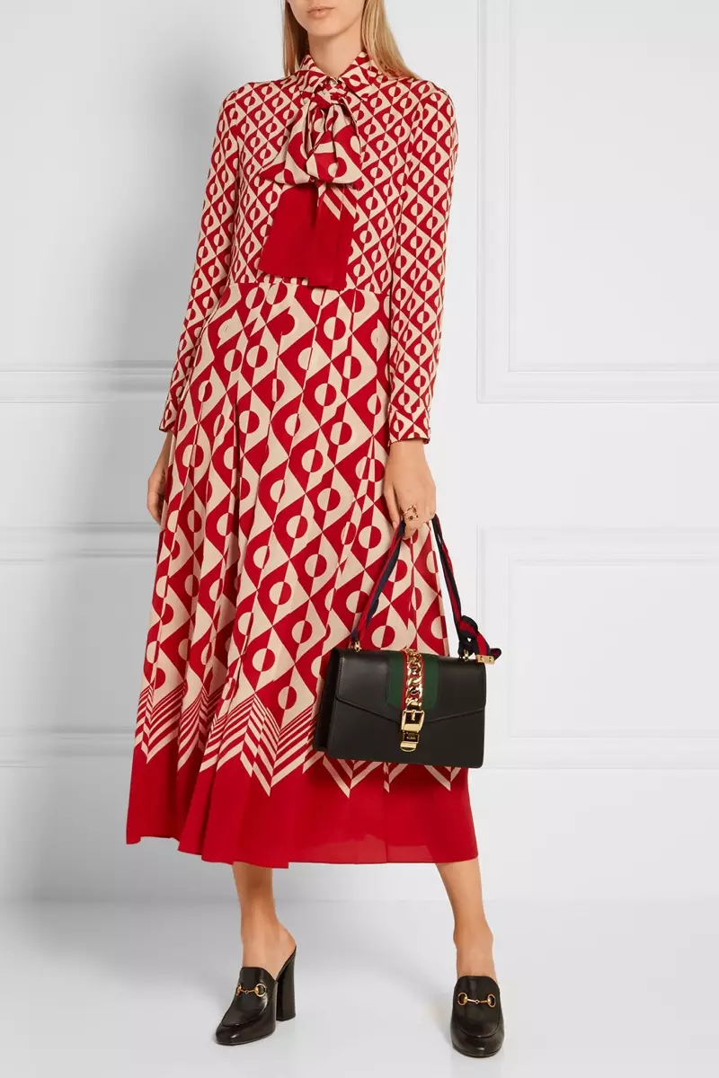 Gucci Printed Silk Crepe de Chine Maxi Dress