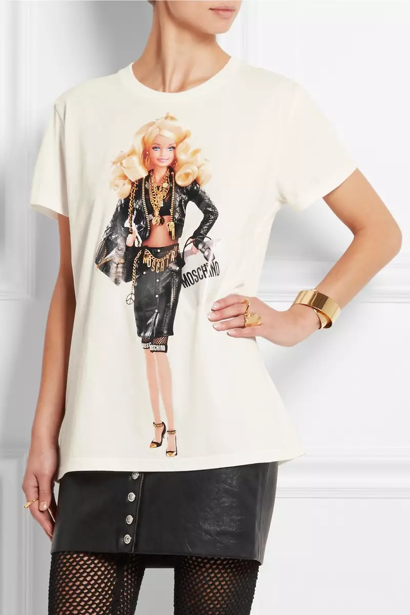 Camiseta de algodón con estampado de Moschino x Barbie