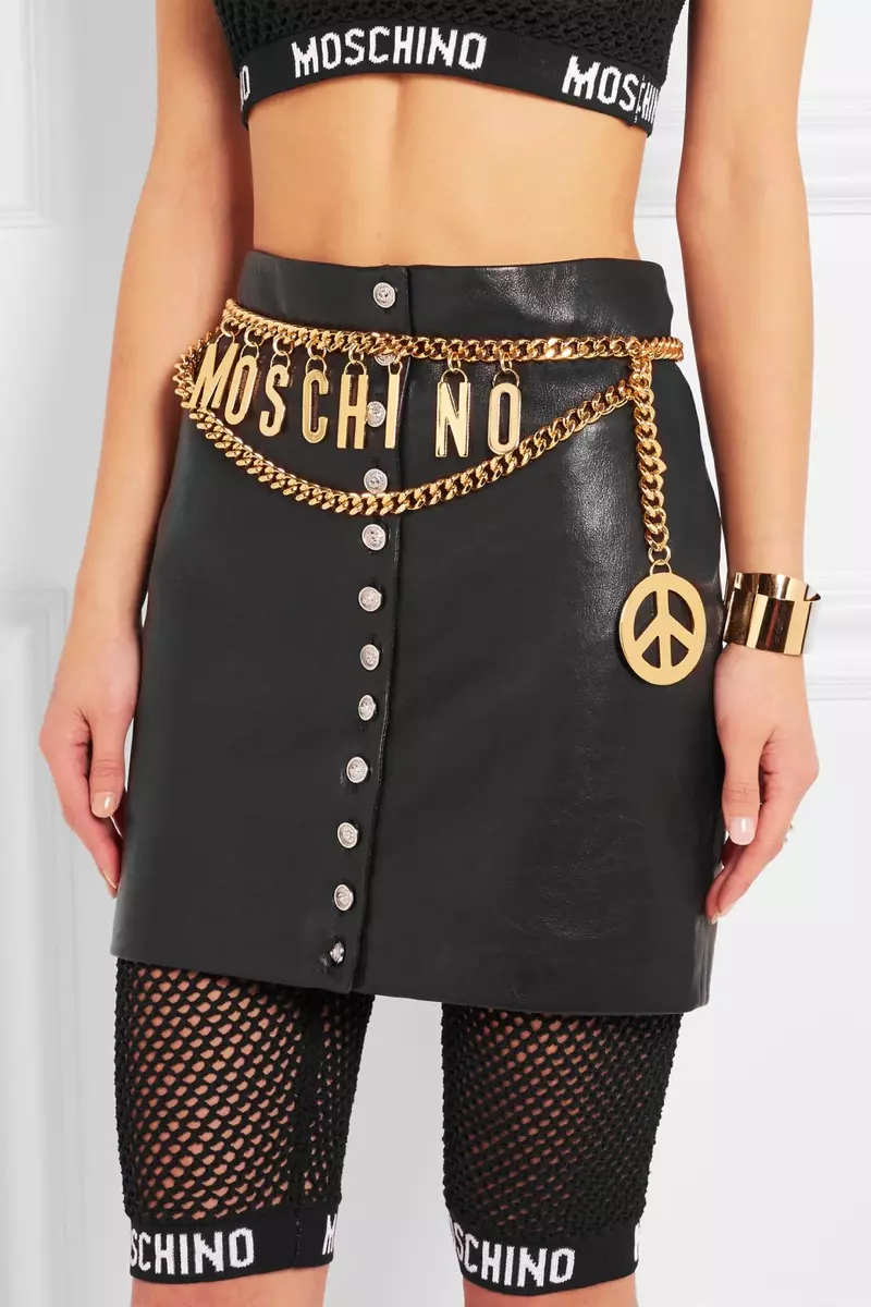 Moschino Embellished Gold Tone Belt