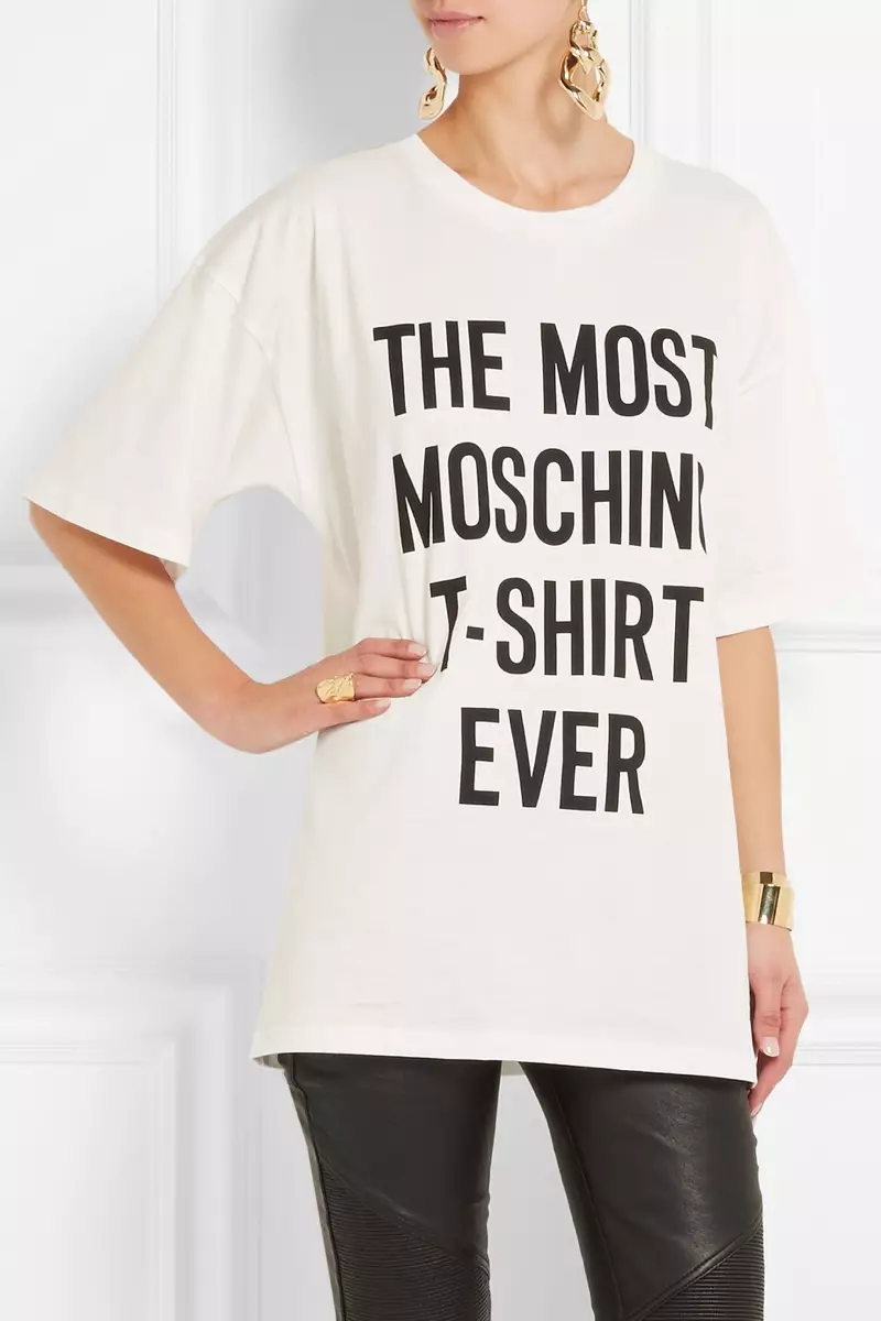 Moschino අති විශාල සටන් පාඨ T-Shirt