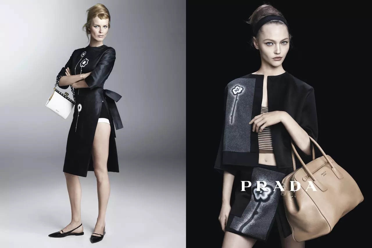 Sasha Pivovarova, Raquel Zimmermann, Eva Herzigova, Amber Valletta සහ වෙනත් අය Steven Meisel විසින් Prada's Spring 2013 ව්‍යාපාරයේ රඟපාති.