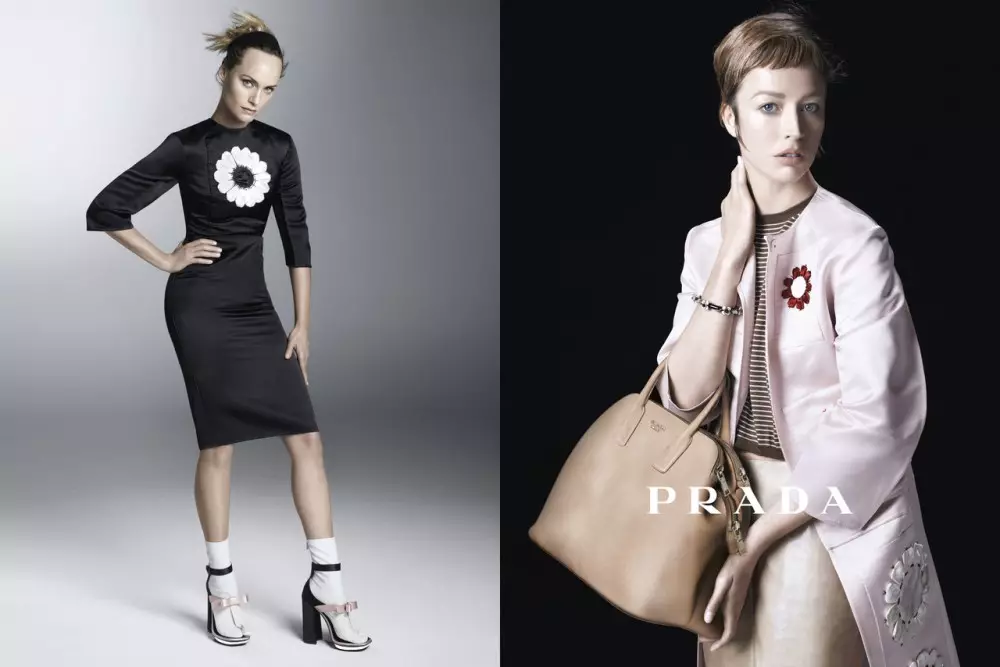 Sasha Pivovarova, Raquel Zimmermann, Eva Herzigova, Amber Valletta en ander speel in Prada se lente 2013-veldtog deur Steven Meisel