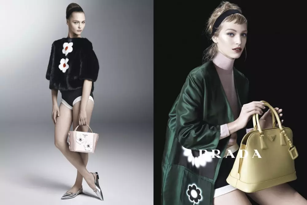 Sasha Pivovarova, Raquel Zimmermann, Eva Herzigova, Amber Valletta ja teised mängivad Prada kevade 2013 kampaanias, autor Steven Meisel