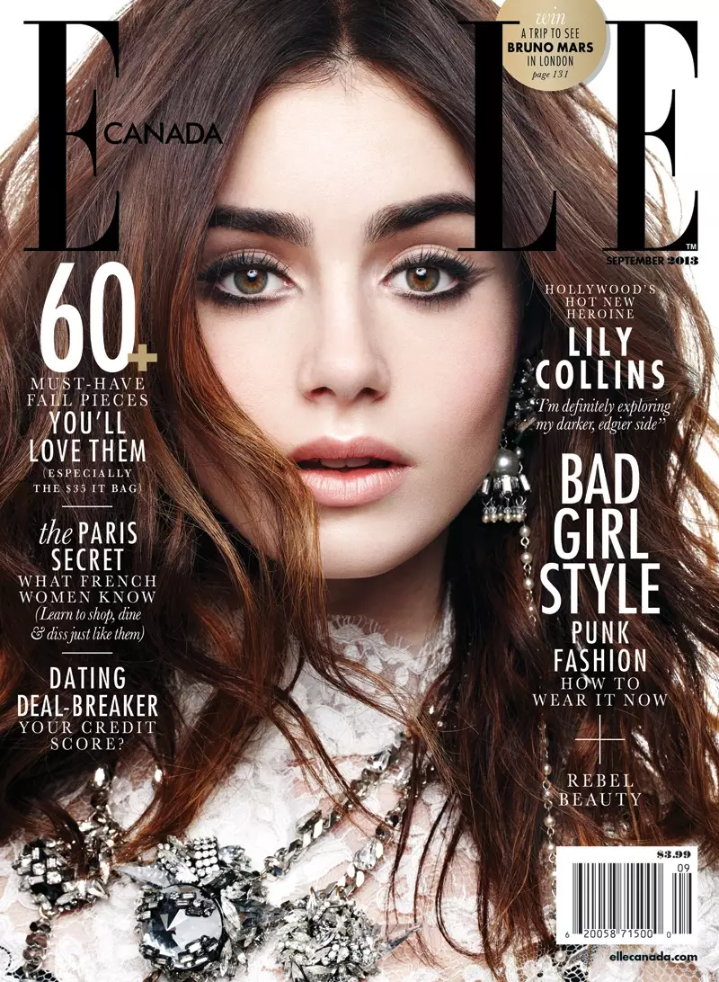 Lily Collins září v titulním příběhu Elle Canada ze září 2013