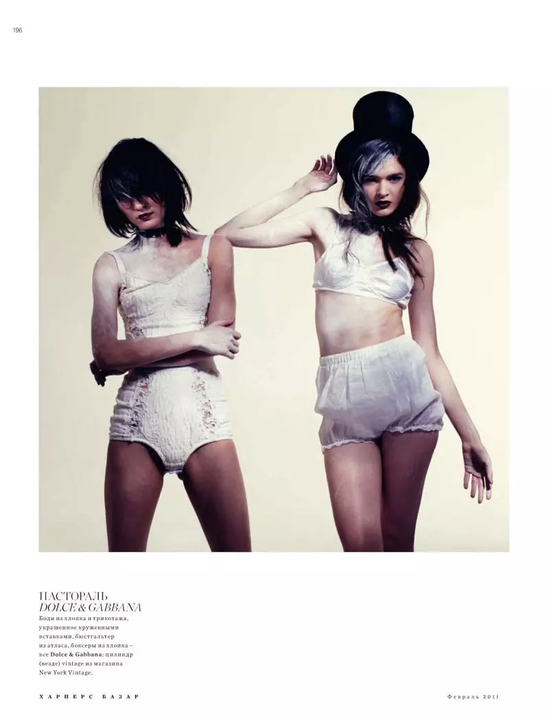 Irina Lazareanu, Annabelle and Xiao by Luis Sanchis for Harper's Bazaar Russia