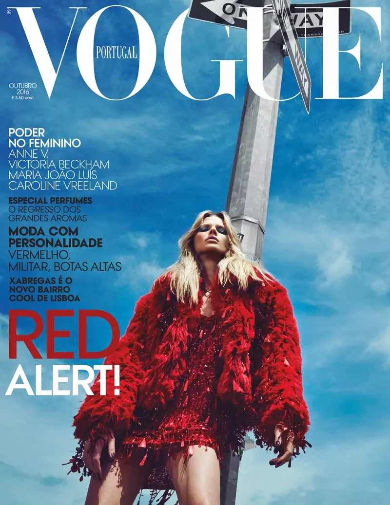 Anne Vyalitsyna på Vogue Portugal oktober 2016 Forside