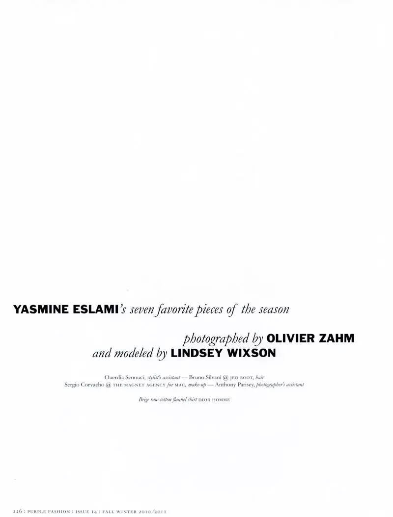 Lindsey Wixson alang sa Purple Fashion F/W 2010 ni Olivier Zahm