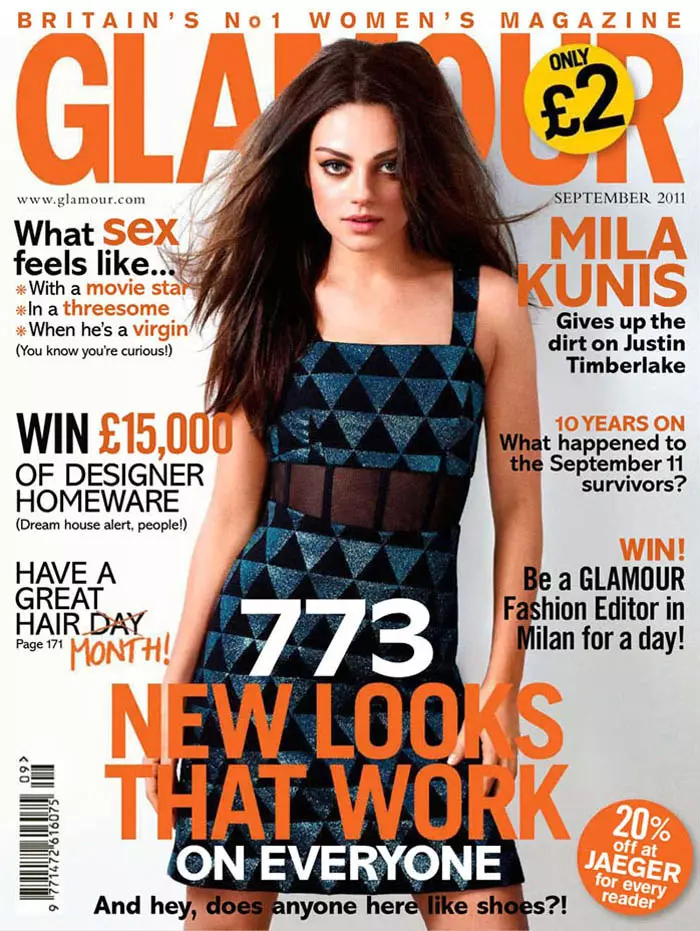 Mila Kunis gan Robert Erdmann ar gyfer Glamour UK Medi 2011