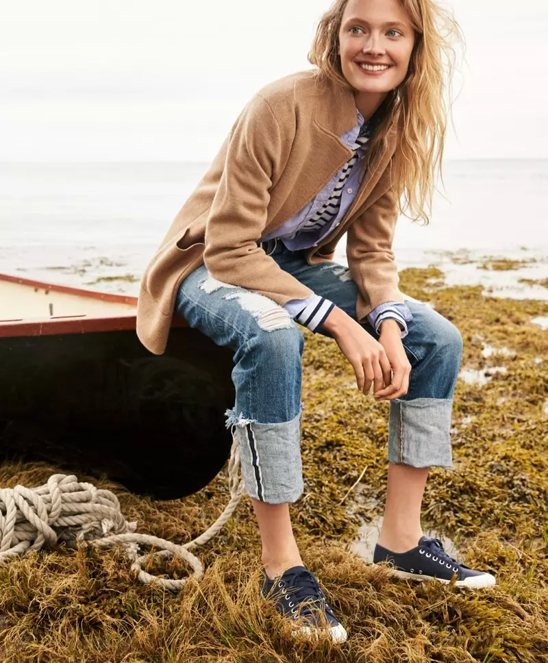 J. Crew tröja-kavaj med öppen framsida, Saint James för J. Crew Slouchy T-shirt och pojkvänströja med knäppning