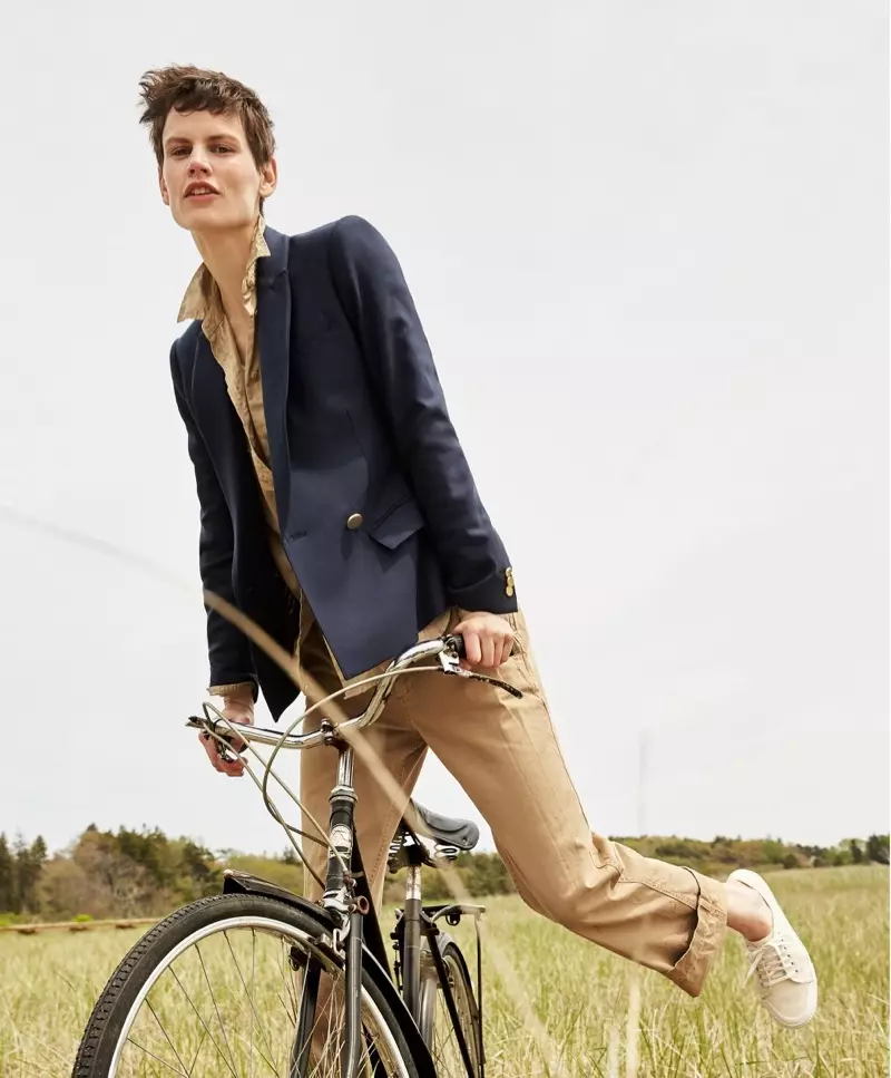 J. Crew Dover Blazer in Italian Wool, Fatigue Boyfriend Shirt, Boyfriend Chino Pant and Tretorn Canvas T56 Sneakers