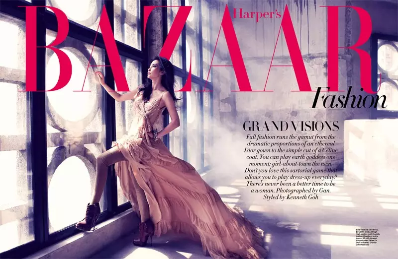 Gan tarafından Harper's Bazaar Singapur Ekim 2010 için Li Bing Bing