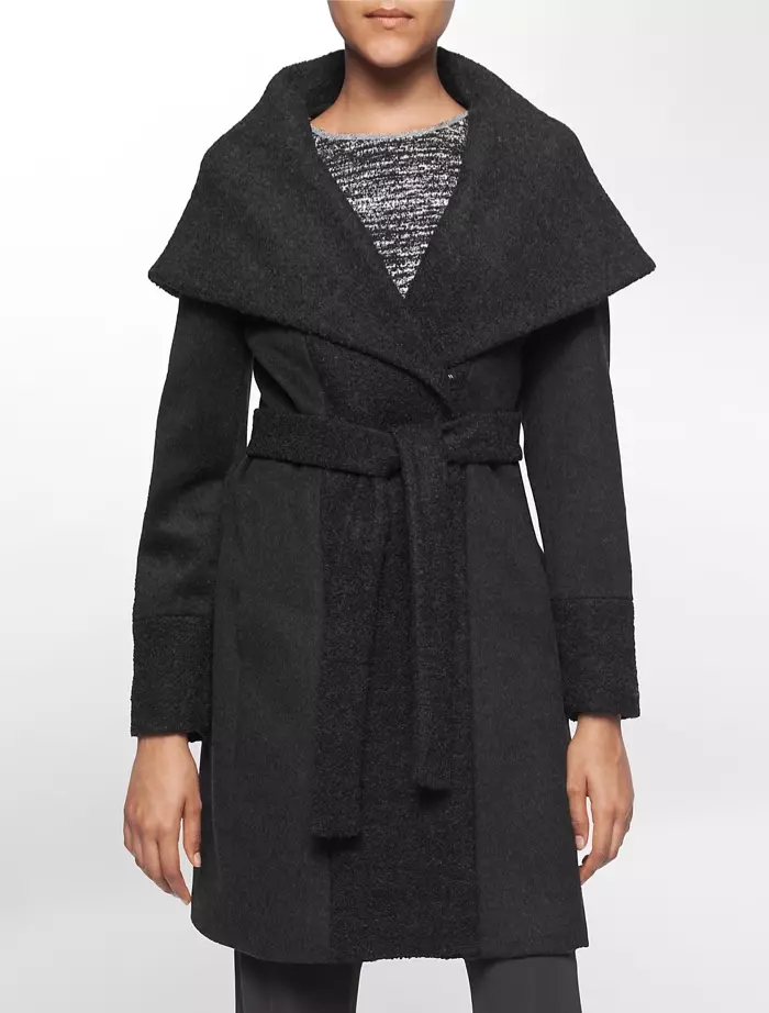 Calvin Klein Boucle Belted Knit Coat