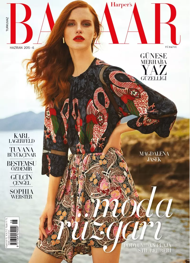 Magdalena Jasek pryder omslaget från juni 2015 till Harper's Bazaar Turkey