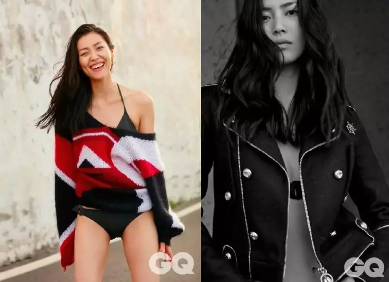 Liu Wen memancarkan kesejukan murni dalam jaket kulit