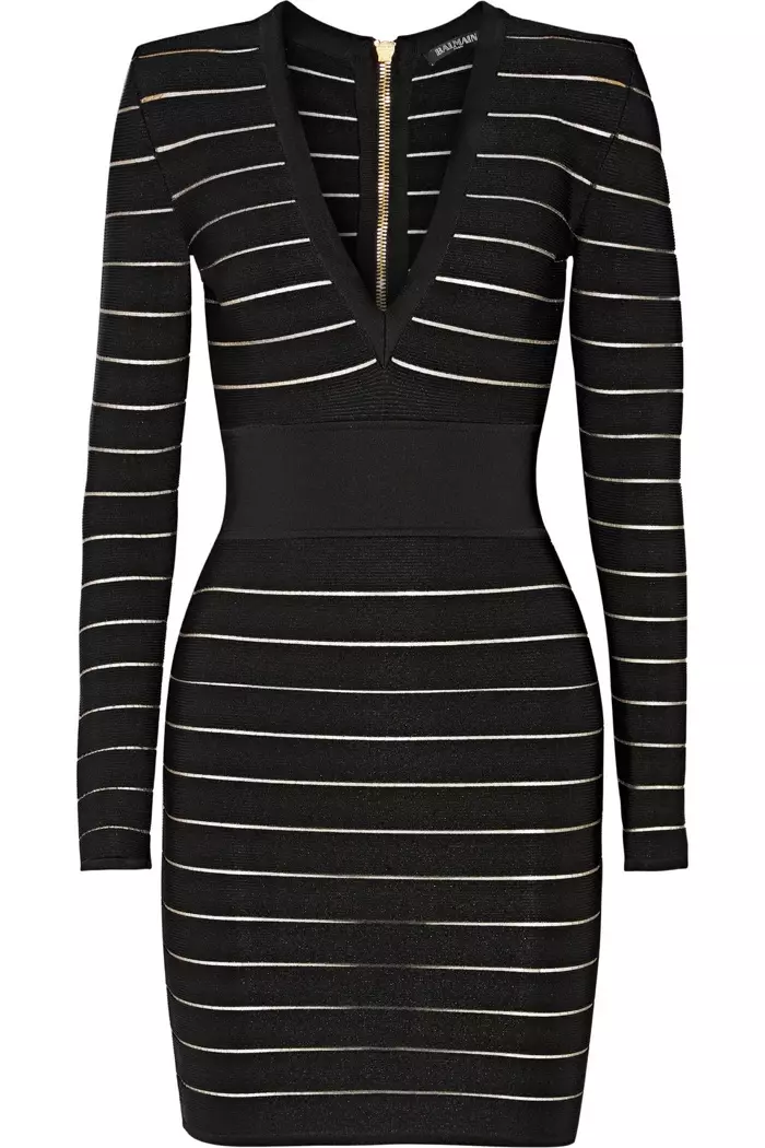 Balmain Paneled Stretch Knit Mini Dress