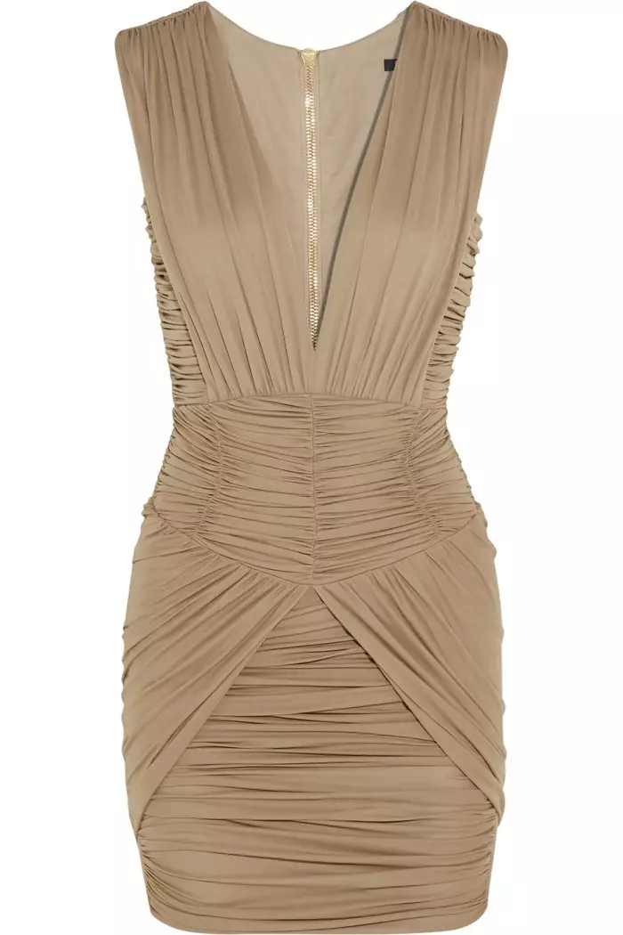 Balmain Ruched Jersey Mini Dress