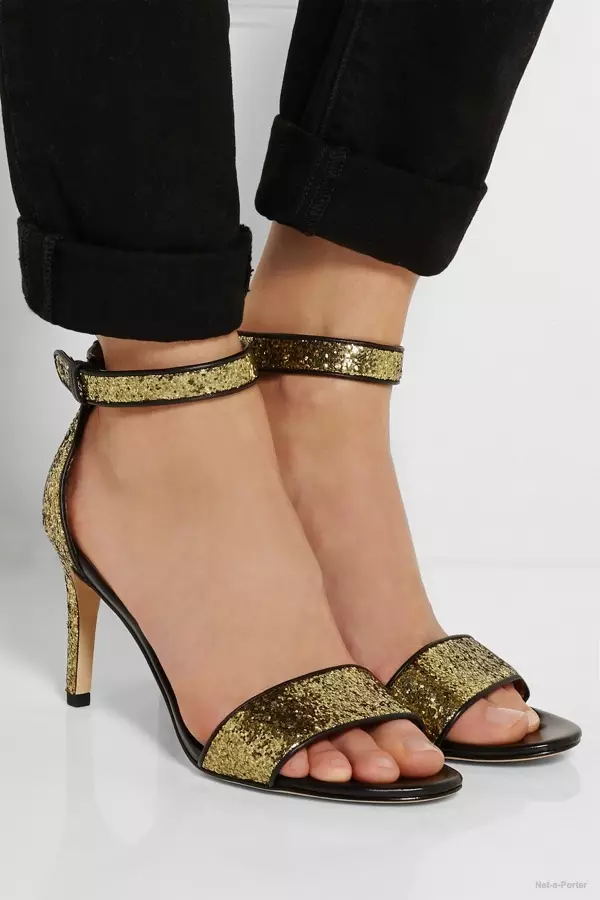 Sandal kulit rampung Marc dening Marc Jacobs Glitter kasedhiya ing Net-a-Porter kanthi rega $300