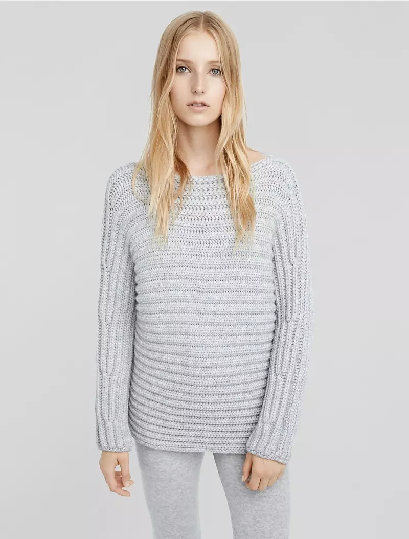 Calvin Klein kaszmirowy sweter w prążki z dekoltem w łódkę