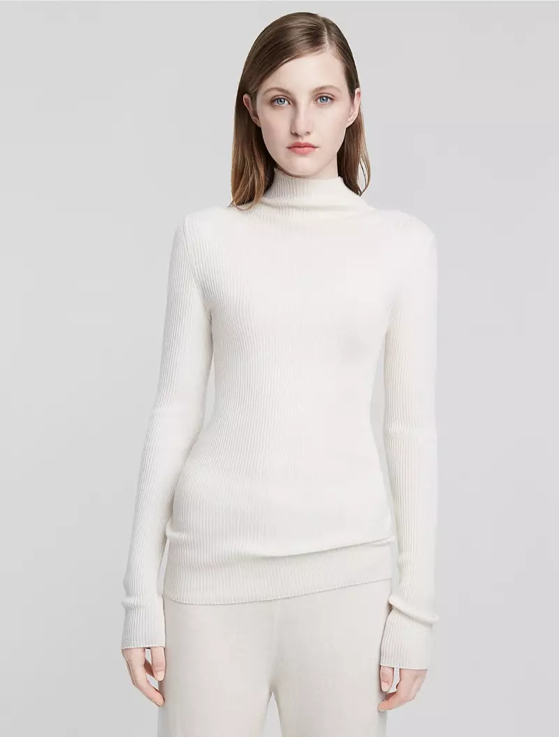 Maglione a collo alto a coste in fine cashmere di Calvin Klein