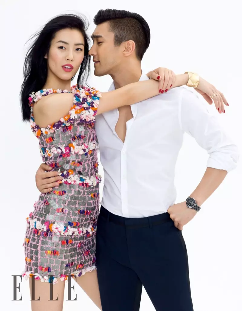 Liu Wen Cozies Supre al Choi Siwon por Romantika ELLE Ĉina Kovra Rakonto