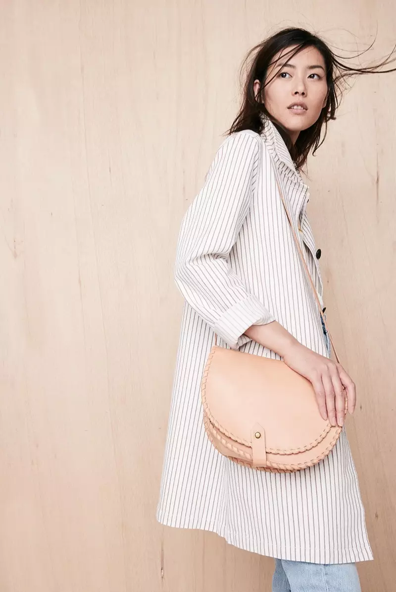 Trench Outpost a righe Madewell e bisaccia a punto frustato