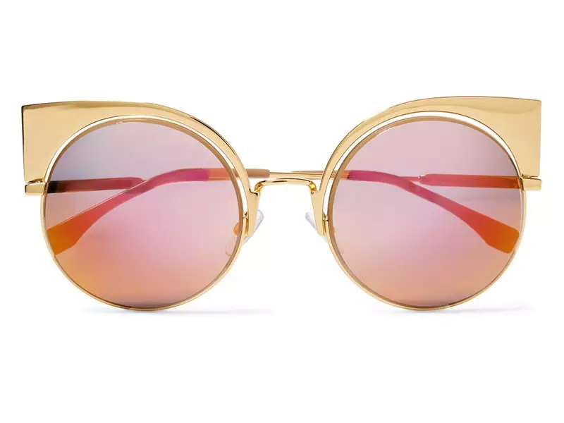 Fendi Eyeshine Cat Eye Gold Tone Mirrored Sunglasses $595