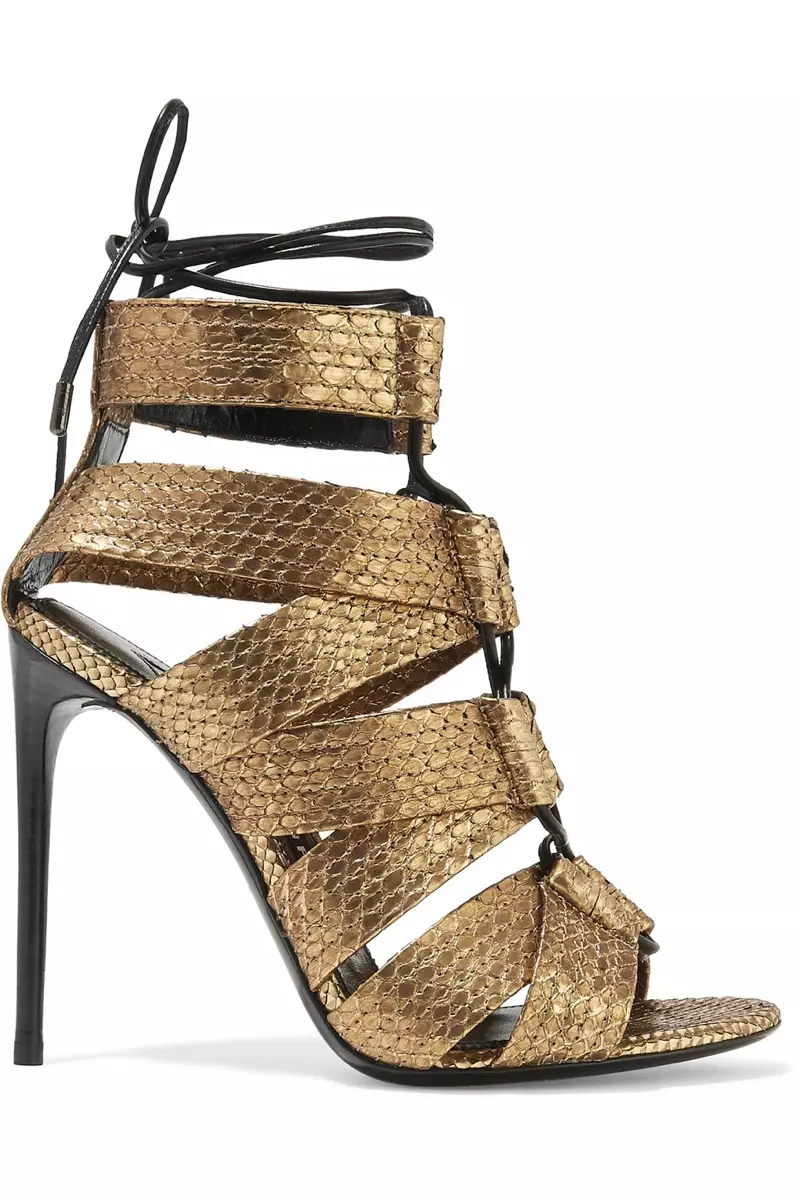 Tom Ford Lace-up Metallic Python Sandals $ 1,950