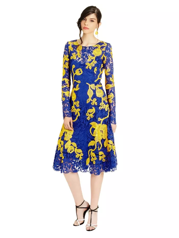 Oscar de la Renta Fern Blue & Yellow Bizzilla Dress