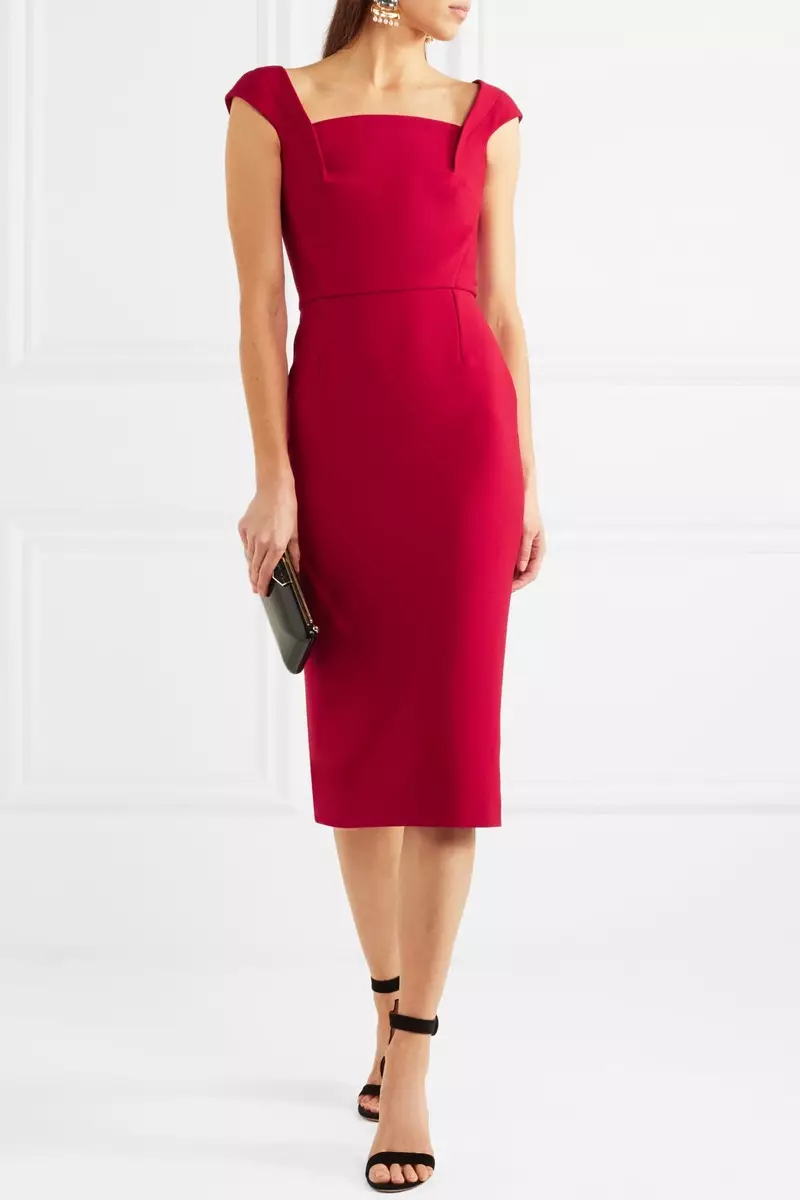 Roland Mouret Maltock Crepe Midi көйлек $1,365