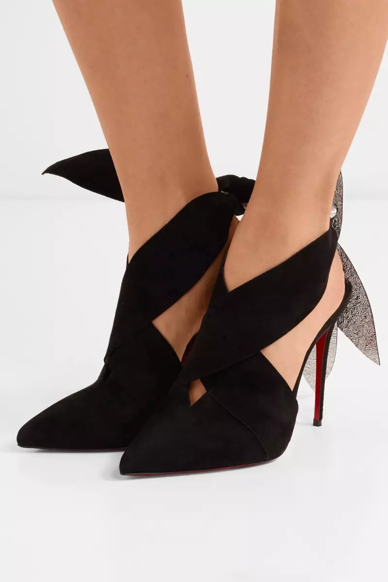 Zapatos de tacón de ante e cuero texturizado metálico Ramour de Christian Louboutin x Roland Mouret $995