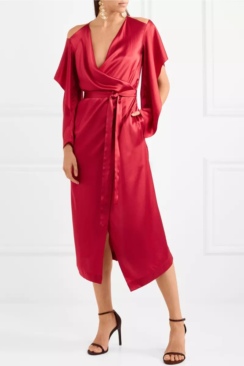 Roland Mouret Serena Cold-Shoulder Silk-Satin Wrap Dress $2.330