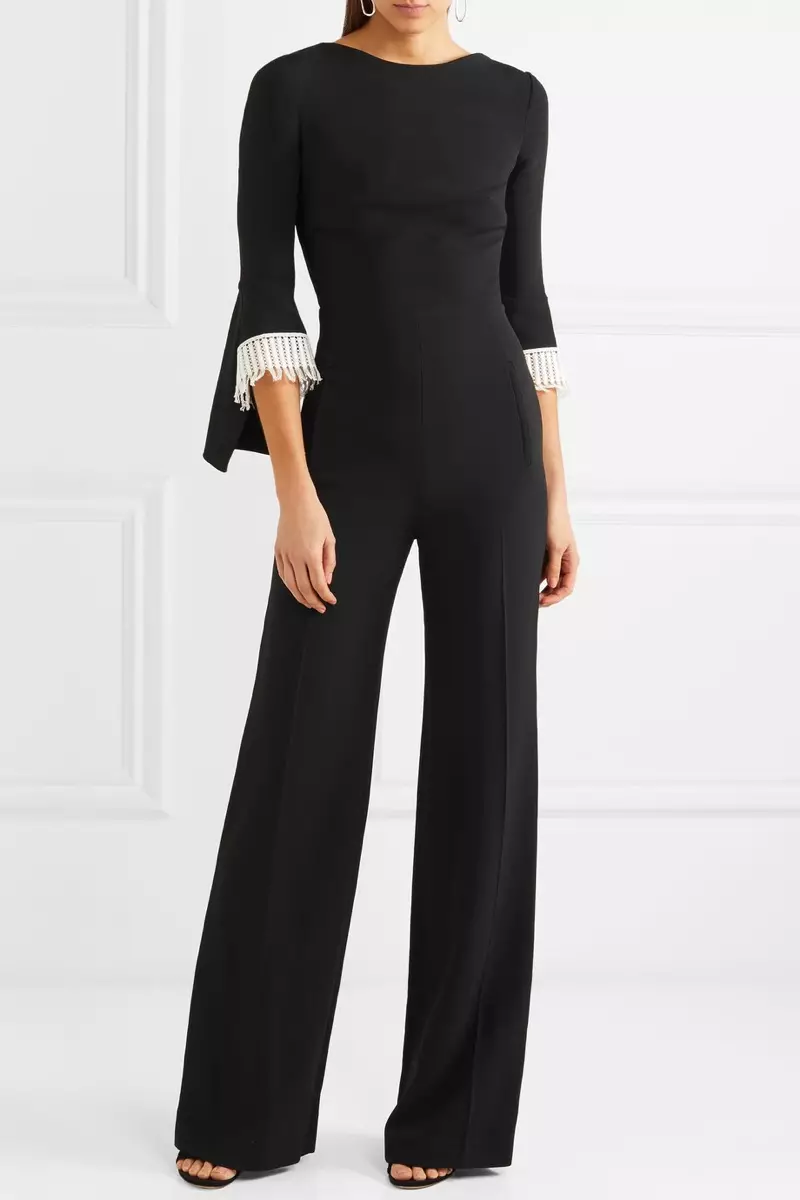 Roland Mouret Crochet-Trimmed Stretch-Crepe Jumpsuit $2,745