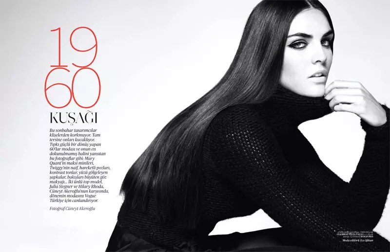 Hilary Rhoda na Julia Stegner kwa Vogue Uturuki Oktoba 2010 na Cuneyt Akeroglu