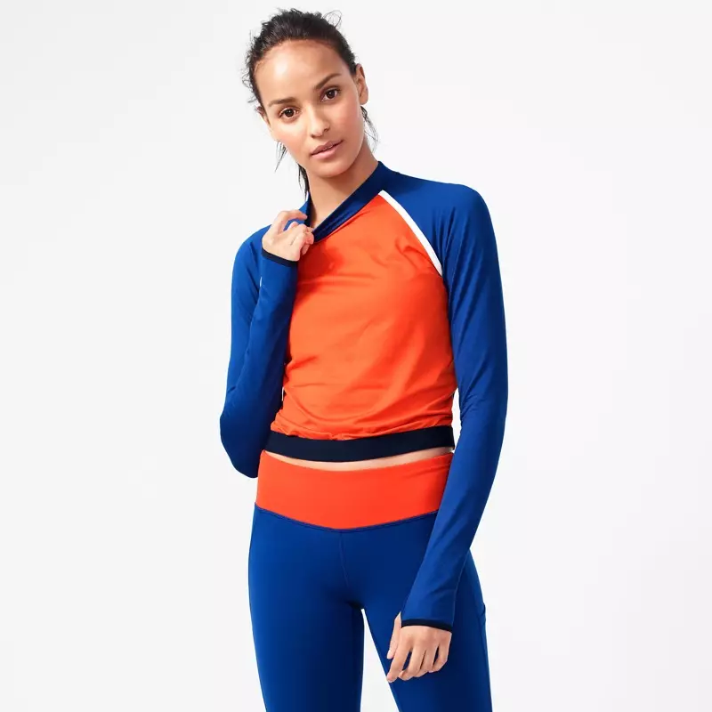 Salio Mpya x J. Crew Long Sleeve Colorblock Crop Top